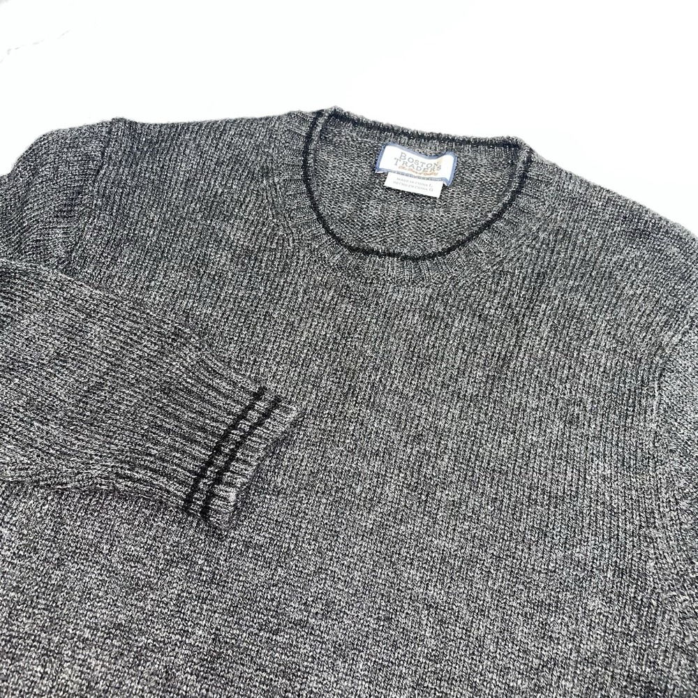 Boston Traders Crewneck Pullover Sweater Mens Large Gray Wool Blend